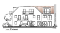 Ansicht Süd-West - München! 3-ZKB DG-Whg. + 12 m² Süd/West-Balkon! FBH, elektr. Rollläden, Videosprechanlage, Aufzug!