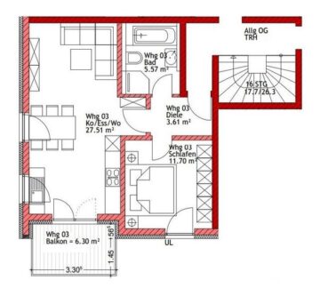 Manching! 2-ZKB Obergeschoss-Whg. mit 6,30 m² Süd-/West-Balkon, Fußbodenheizung, elektrische Rollläden, Videosprechanlage und Dusche bodengleich!, 85077 Manching, Etagenwohnung