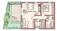 Grundriss Wohnung 3 - Reichertshausen! 2-ZKB Erdgeschoss-Whg. mit 48 m² Hobbykeller, Privatgarten, Fußbodenheizung, elektrische Rollläden, Videosprechanlage und bodengleich