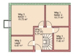 Grundriss Interner Keller Wohnung 3 - Reichertshausen! 2-ZKB Erdgeschoss-Whg. mit 48 m² Hobbykeller, Privatgarten, Fußbodenheizung, elektrische Rollläden, Videosprechanlage und bodengleich