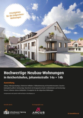 Reichertshofen! 3-ZKB EG-Whg. + 69 m² Hobbykeller! Süd/West-Garten, FBH, elektr. Rollläd., Videospr., 85084 Reichertshofen, Wohnung