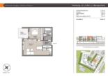 Grundriss Wohnung 43 - Pfaffenhofen-Reisgang! 2-ZKB OG-Whg. mit West-Balkon! FBH, elektr. Rollläden, Videosprechanlage, TG!