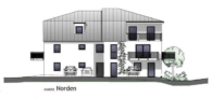Ansicht Norden - Reichertshausen! 2-ZKB Dachgeschoss-Whg. mit 11 m² Süd/Ost-Balkon, FBH, elektr. Rollläd., Videospr.!