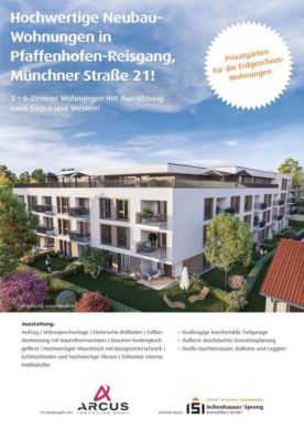 Pfaffenhofen-Reisgang! 2-ZKB OG-Whg. mit Ost-Balkon! FBH, elektr. Rollläd., Videosprechanl., TG!, 85276 Pfaffenhofen an der Ilm, Etagenwohnung